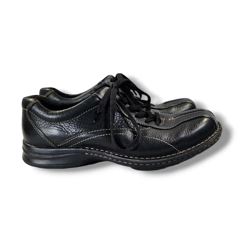 Clarks Wave 82648 Lace Up‎ Black Leather Walking Sneaker Men's 7.5